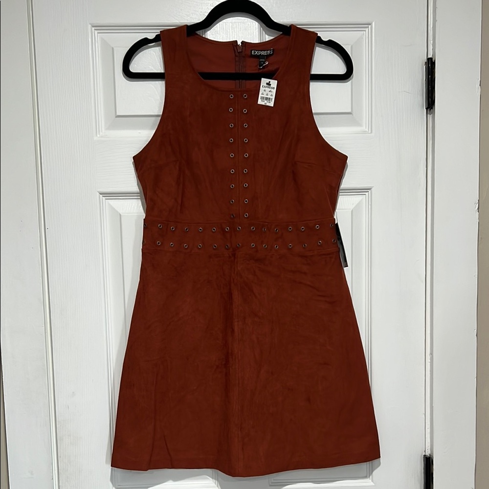 Express Brown Ribbed Sheath Mini Dress